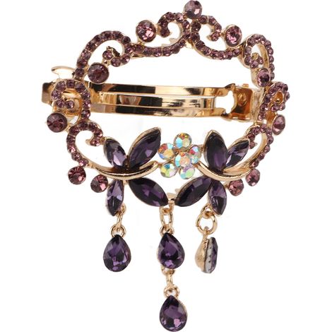 Barrettes à cheveux élégantes en alliage, résine et strass, couleurs vives, robustes et durables, petites pinces à cheveux attrayantes, violettes (1/5)