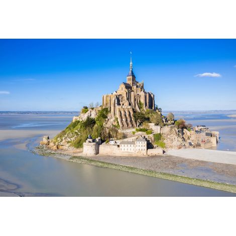 Tableau sur toile Ciel bleu Mont St-Michel 45x65 cm - Impression sur Toile Murale Décorative - Image imprimée en HD sur Toile - Toile sur Châssis en Bois FSC - Fabriqué en France (1/5)