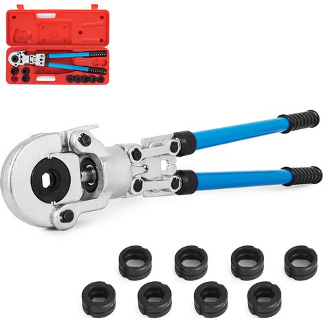 Mophorn Klempner Crimping Tool 12-28mm Kupferrohr Crimper Pressen Zange TH 16-32mm Backen 360° Kopf, V12, V15, V22, V28, TH16, TH20, TH26, TH32 mm, Manuelle Kabelschuhzange,Rohrpresszange Tragbar-blau (1/5)