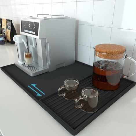 Juego de tapetes de silicona para café con bordes elevados,Tapete para barra de café para encimera,máquina de espresso,60 x 40 (1/4)