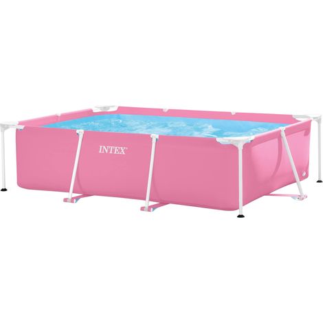 Piscine Hors Sol rectangulaire avec Cadre rectangulaire, 1662 L, Acier et PVC, Rose, 220 x 150 x 60 cm (1/5)