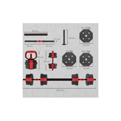 Set manubri regolabile 4 in 1 20 kg per allenamento a casa HAVRYA (1/4)