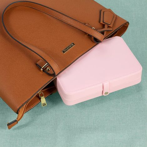 Pratico sistema di archiviazione per anelli e catene, per i viaggi, AxLxP 4,5x21x14,5 cm, rosa (1/3)