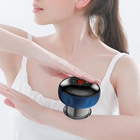 Appareil de Massage par Ventouses Électrique 6 Niveaux, Thérapie par Chaleur sans Flamme, Outil Gua Sha Bleu (1/5)