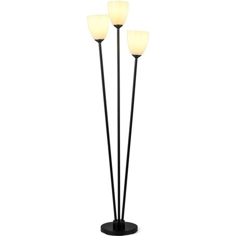 Lampadaire 3 douilles E27, éclairage d’appoint, abat-jours acryliques, salon et coin lecture (1/5)