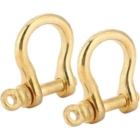 2 Set Ancre Manille En Laiton Pur Type U Chaîne Manille Vis Broche Arc Manille Porte-clés Crochet Boucle De Connexion Dorée (1/5)