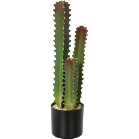 Cactus Artificiel 66 cm avec Pot et 3 Feuilles Vertes