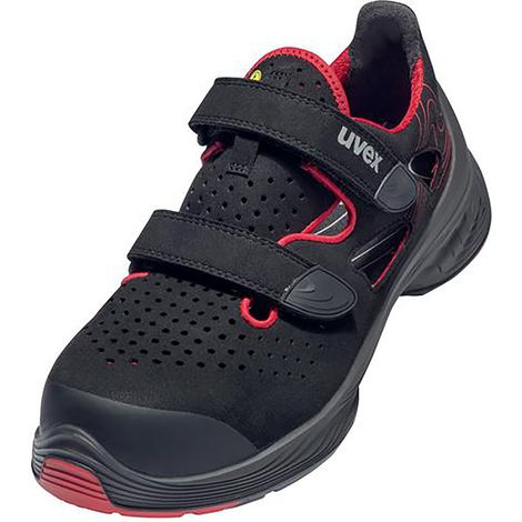 uvex Sandalen 1 G2 S1P schwarz rot Weite 12 Gr. 45