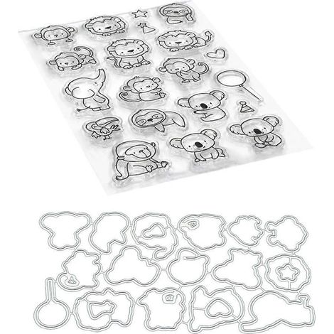 Stempelset „Affe Löwe Siegel“ mit Stanzformen, Schablonen, DIY-Scrapbooking, Prägen, Fotoalbum-Dekoration, Papierkarten