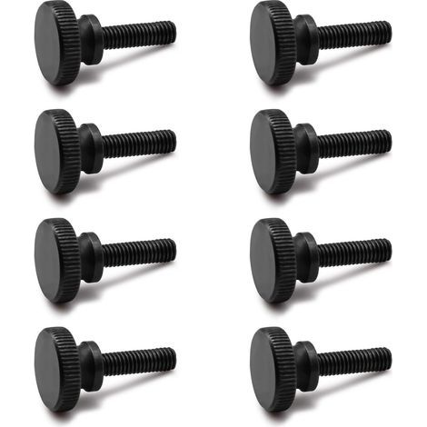 8 Pièces Vis Moletées, M6 x 20 mm Boulons Moletés à Tête Haute, Noir Vis Serrage Main en acier au carbone, Antirouille, Peut être Utilisé pour les Meubles (1/5)