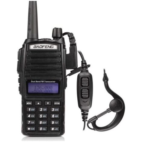Baofeng UV-82 Talkie-walkie FM radio VHF/UHF à double PTT avec double bande/affichage/veille longue portée (Casque ajouté)