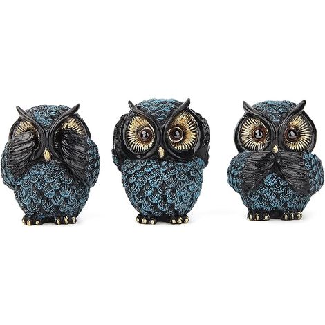 Statues Hibou Sages "Ne Rien Voir, Entendre, Dire" - Figurine Décoration Maison Style Rétro (1/5)
