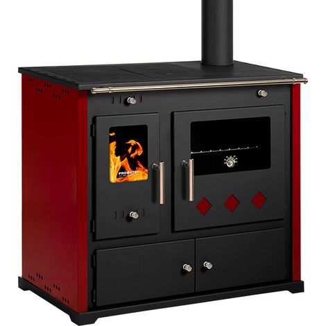 Prometey – Cuisinière à bois 9,5 kW – Efficacité A+ – Surface de chauffe 40-100 m² – Dimensions 940x520x900 mm – Pour chauffage écologique