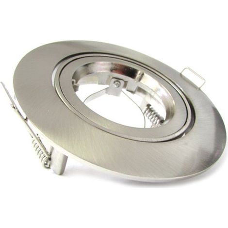 Porta Faretto Led GU10 MR16 Orientabile Rotondo Con Ghiera Satinato