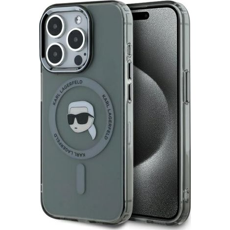 Karl Lagerfeld KLHMP15XHLSKIK iPhone 15 Pro Max 6,7 Zoll schwarz/schwarzes Hardcase IML Metal Karl Head MagSafe (1/5)
