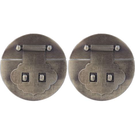 Deux jeux de boucles de boîte vintage en bois de 7 cm, rondes, couleur bronze, en alliage de zinc antirouille, convenant aux boîtes à bijoux et aux boîtes à outils.