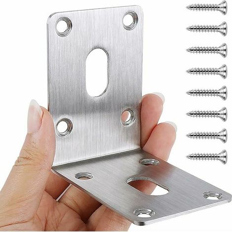 Pack de 4 tirantes de esquina de acero inoxidable 304 - 70 x 70 x 50 mm - Tirantes de esquina robustos - Tirantes de esquina de madera para casetas de jardín, casas de verano, parterres elevados, banc (1/4)