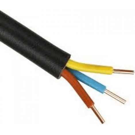 Câble électrique 3 conducteurs 10 mm² – Cuivre nu – Tension 1200 V – Température max 70 °C – Gaine PVC noir – Courant