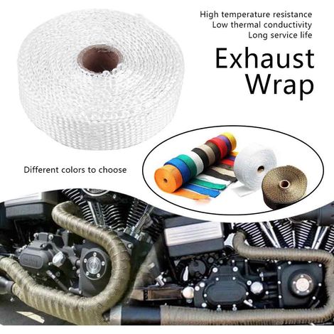 Ruban adhésif isolant auto 5m, enveloppe thermique d'échappement, 4 colliers de serrage inox blanc, protection haute température (1/5)