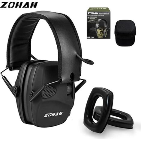 ZOHAN-Cache-oreilles électronique pour la chasse,protection contre le bruit,casque tactique avec gel de- black case