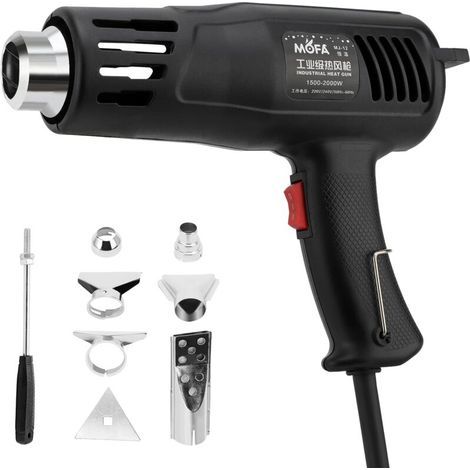 1200W Décapeur Thermique, 150℃ & 550℃ Réglages Double Température Pistolet Thermique avec 7 Buses, Protection de Surcharge, Manche Antidérapant, Idéal pour Retrait Thermiquement (1/5)