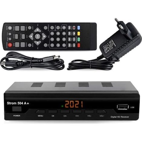 Récepteur TNT HD DVB-T2 – Compatible MPEG-4 – Ports HDMI et PERITEL – Câble d'antenne inclus – Réception optimale des chaînes – Storm
