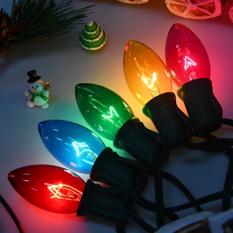 Guirlande lumineuse multicolore C7, guirlande vintage pour sapin de Noël, intérieur et extérieur. (1/3)