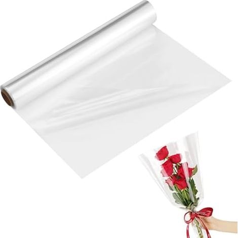 3 Mil Papier Emballage Transparent, 86 CM x 30 M, Rouleau Plastique, Pour fleurs et paniers-cadeaux, Emballages Cadeaux (Plié 43 cm) (1/5)
