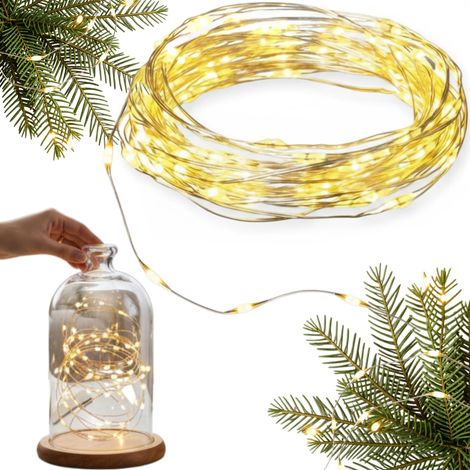 50 lampade a filo LED, alimentate a batteria, micro luci, 5 m, luce bianca calda (1/5)