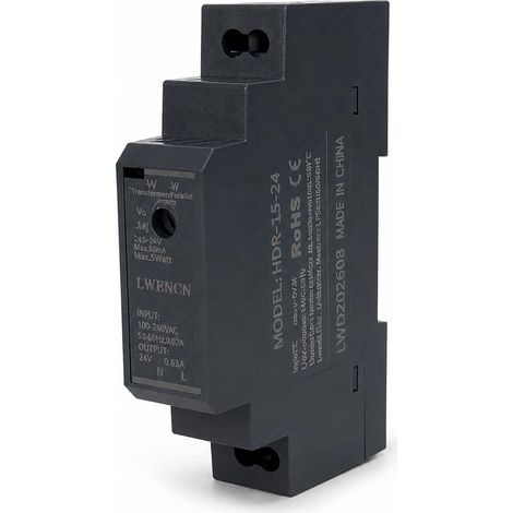 Alimentation 24V Rail DIN, Alimentation À Découpage DC 24V 0,63A 15W, Transformateur 220V 24V AC/DC, Power Supply Avec Protection Surcharge Court Circuit Surtension, Pour Automatisation Industrielle (1/5)