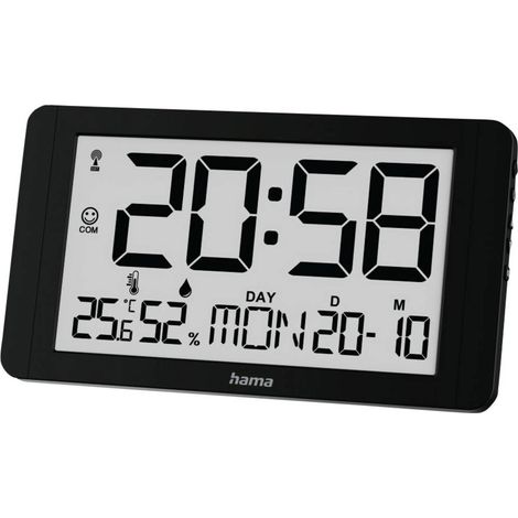 Orologio da parete digitale Hama Kuba radio-pilotato nero
