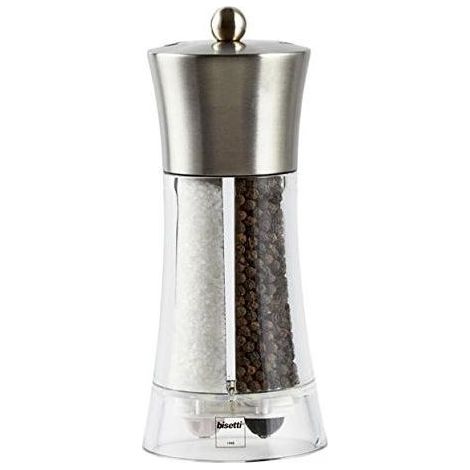 Bisetti Macina Doppia Sale e Pepe 2 in 1 Dual Big Acrilico e Acciaio Inox 19 cm