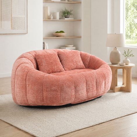 Canapé en chenille et mousse à mémoire de forme, 150 x 95 x 63 cm, sans installation, rose HAVRYA (1/5)