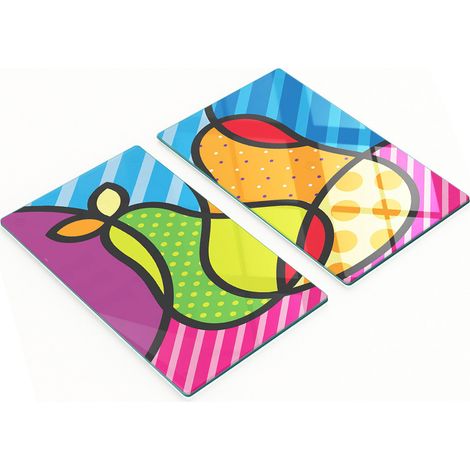 Tablas de cocina de vidrio templado con estampado de peras estilo Pop Art, 2x30x52 cm. (1/5)