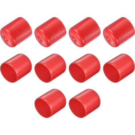 10pcs Embouts en Caoutchouc, 26 mm ID Vis Filetage Protecteur en PVC Embouts de Protection Flexible pour Tube Métallique, Câbles, Fils, Tige, Écrou et Cache Boulon, Rouge (1/4)