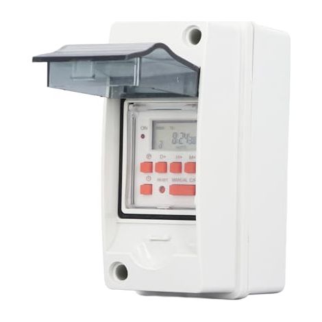 Minuterie Extérieure, Minuterie Extérieure Mécanique 24 Heures pour Pompe de Piscine, Minuterie Numérique 7 Jours avec Boîtier étanche AC85/265 V, Interrupteur de Minuterie (1/5)