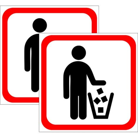 Lot de 2 Stickers Autocollants pour Poubelle en Pvc Noir, Facile à Coller Retirer, Décoration Murale pour Salon Cuisine (1/5)