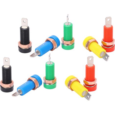 10 Bananenstecker, Messing, ABS-Material, max. 24 A Stromstärke, 4 mm / 0,2 Zoll Öffnung, Isolationswiderstand, Buchse, weiblicher Anschluss (1/5)