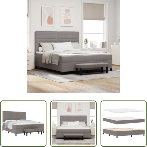 Matratze - Boxspringbett mit Matratze Taupe 180 x 200 cm Stoff (1/5)