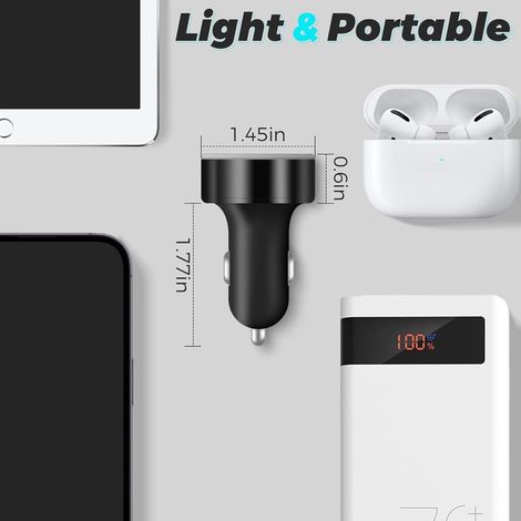 4 Ports Chargeur Allume Cigare USB C Rapide, 50W QC3.0&PD Prise Adaptateur Allume Cigare USB Chargeur Telephone Voiture Allume Cigare USB Charge Rapide avec LED Voltmètre pour iPhone, Android, Samsung (1/4)