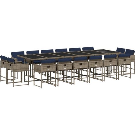 Maison Exclusive - Set da pranzo da giardino da 17 pz con Cuscini in Polyrattan Grigio (1/5)