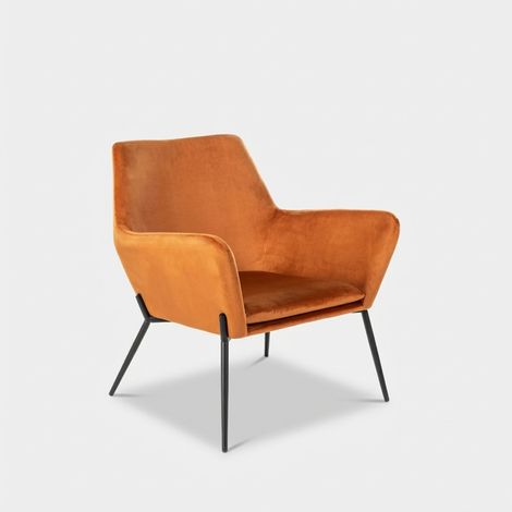 Fauteuil en velours design moderne pour salon Nova - Orange