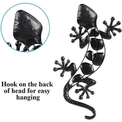 Métal Gecko décoration murale extérieure lézard jardin Art décorations suspendues pour patio ou clôture, 15 pouces de long (1/4)