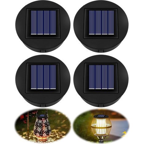 Lot de 4 Lampes solaires 8 cm IP44 étanche 600 mAh lumière chaude pour lanterne jardin (1/5)