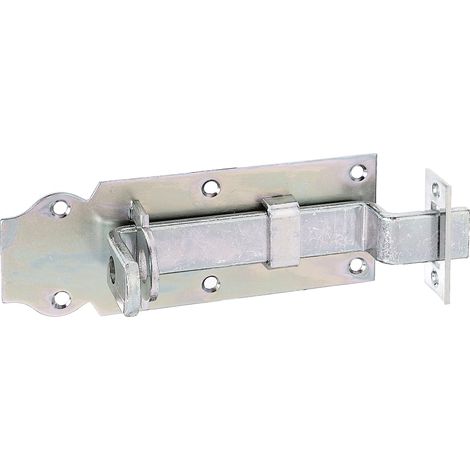 Verrou de serrure coudé, avec poignée plate et gâche fixée, passivé, platine 140 x 52 mm (1/3)