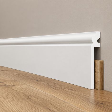pacco da 140 ML di Battiscopa BIANCO Ducale Coprimarmo - coprivecchio 155x23mm in POLIMERI (copre oltre 12cm)