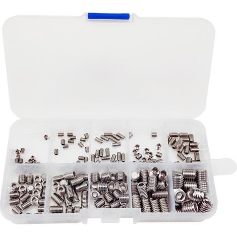 Lntyq 200 pcs Vis sans Tête Hexagonale, M3 M4 M5 M6 M8 Acier Inoxydable Vis Sans Tête ，Métriques Vis à Tête Cylindrique Kits (1/4)