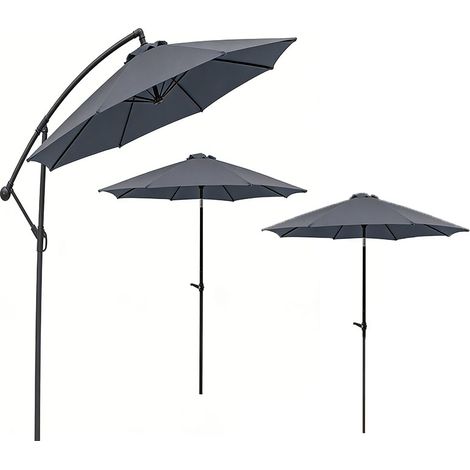 3er-Set sonnenschirm Ø 300 cm knickbar, Praktischer Reise Sonnenschirm Funktioneller Strandschirm für Balkon, Garten, Strand, Outdoor