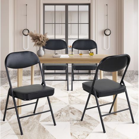 Klappstuhl Set 4er mit Polstersitz Stahl Schwarz OKMYHOME (1/5)