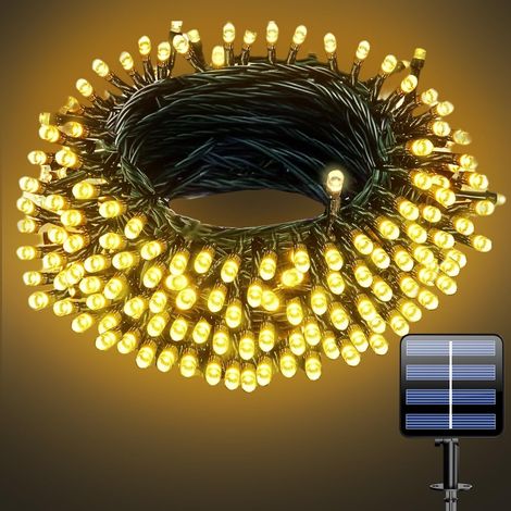 Guirlandes Lumineuses Solaires Étanches - 20m 200 LED pour Pergola/Mur/Clôture, Jardin, Extérieur  8 Modes de Clignotement  Autonomie 8-10h  IP65  Décoration Festive Écologique